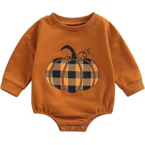 👶 Pumpkin Sweatshirt Romper size 6-12 months